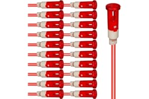Gebildet 20pcs LED Indicatore Luminoso 10mm Indicatore LED a Risparmio Energetico Voltaggio Corrente 220VAC Dimensioni Foro di Montaggio Quadrato 10mm (Rosso)