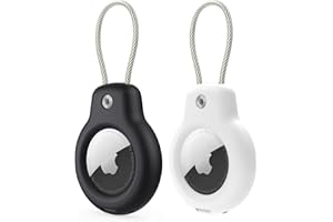 Aimtel 2 Pezzi AirTag Portachiavi compatibile con supporto Apple AirTag Custodia,Supporto AirTag Secure con cavo,Chiavi Zaini e Animale,IPX8 Impermeabile Custodia AirTag