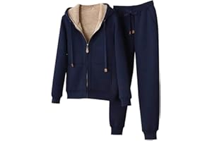 HAOLEI Ensemble Jogging Femme 2 pièces Survêtement Combinaison de Sport Veste d'hiver Sweat à Capuche Zippé et Pantalon de Jogging, Combinaison de Jogging en Polaire Chaude