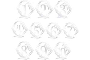 BSTMOME Acrylic Table Number 1-10 Vintage Table Numbers Reception Table Number Banquets Table Numbers Wedding Reserved Seating Signs Wedding Table Signs (Silver)