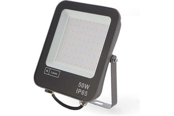 M Ledme - Projecteur Led Napoli 50W, 6.000 lumens, IP65 Dimmable, Lumière froide (6000k). Utilisation pour jardin, patios, parking, hôtel, bateaux etc.