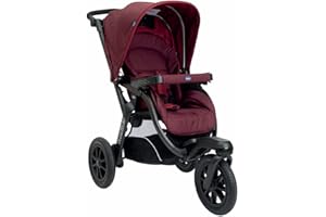 Chicco, Poussette Activ3 à 3 roues, fonctionnelle et facile à conduire sur tous les terrains, siège large, dossier inclinable, fermeture rapide et pratique, amortisseurs réglables, 0 mois+, Bordeaux