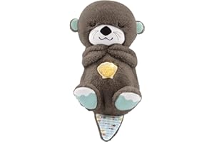 WAOTIER Baby Gifts,Sleeping Otter Breathing Otter Newborn Baby Toys & New Plush Washable Soft Toys for Babies with Light and Sound Cosleeping Toy for Baby Girl & Boy Gifts Newborn Essential (Brown)