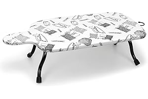 ‎DUWEE Duwee Deska do Prasowania na Stół, Mała Deska do Prasowania z Haczykiem do Zawieszenia, 100% Bawełniany Pokrowiec, Składane Nóżki i Kompaktowy Rozmiar, 40 x 77 cm