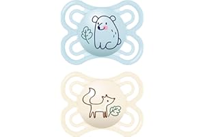 MAM Chupete, 2-6 Meses, Tetina Extra Delgada y Flexible, Plana y Simétrica de Silicona Skin Soft Silicone de Fácil Aceptación, con Caja Autoesterilizadora, MAM Perfect, Azul Mate, Pack 2uds