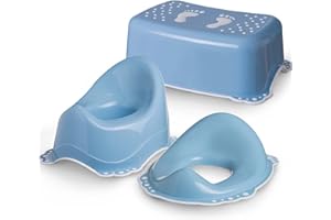 ‎DOCARI DOCARI Kinder Toiletten Set 3in1 Junge blau ab 1 Jahr - bestehend aus Töpfchen + Trittschemel + Toilettenaufsatz