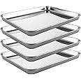YAYODS Baking Tray Set of 4, Stainless Steel Oven Trays, Non Stick Baking Sheets Pans, Flat Baking Tray for Cooking, Non Toxic, Mirror Polished & Rustproof, Dishwasher Safe, 31x24x3.1cm