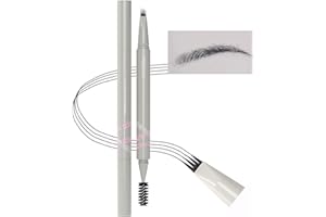 VEECCI Liquid Eyebrow Pencil - 2024 NEW 3D Waterproof Fork Tip Brown Pen with Brow Brush, Double Ended - Smudgeproof and Tattoo Microblading Effect Brown Shade