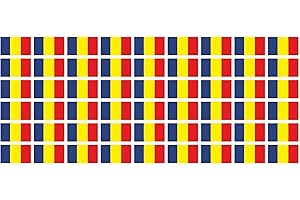 INDIGOS UG Set di mini bandiere - Confezione liscia - 20 x 12 mm - Adesivo - Romania - Bandiera - Striscione - Ufficio, casa e scuola - 54 pezzi