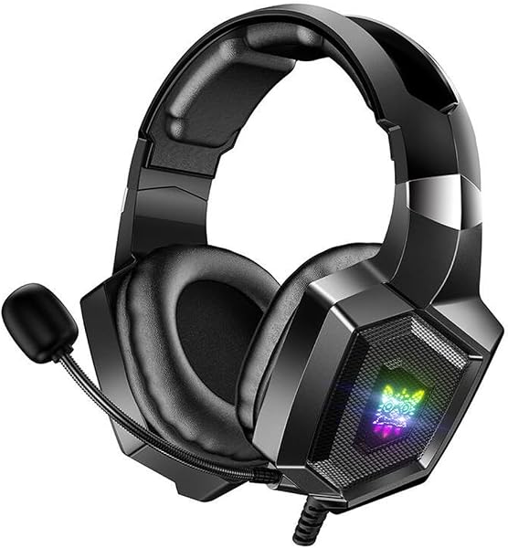 ONIKUMA K8 RGB Gaming headphone Over-ear Headset with Microphone Volume Control Headphones RGB LED Lights