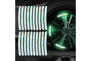 WSRRDRECVHI 20pcs Safety Reflective Stickers,Reflective Wheel Stripe Decal,Night Driving Warning Reflective Stickers,Waterproof Reflective Tape Stickers for Vehicle,Bicycles,Motorcycles(Luminous)