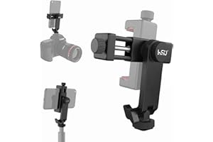 HSU Uchwyt na telefon z zimną stopką, uniwersalny uchwyt na telefon komórkowy, adapter do montażu statywu do smartfona o przekątnej 5,3-10 cm, zacisk do telefonu do fotografii mobilnej