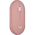 Logitech Pebble Mouse 2 M350s Slim Bluetooth Wireless Mouse, Portable, Lightweight, Customisable Button, Quiet Clicks, Easy-Switch for Windows, macOS, iPadOS, Android, Chrome OS - Tonal Rose