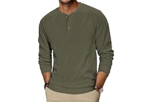 TARAINYA Henley Sweatshirts Homme Coton Sweat sans Capuche Manches Longues