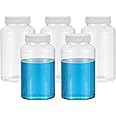 PATIKIL 5 Pcs 500ml Reagent Bottles, PET Wide Mouth Round Bottles with Screw Cap for Lab Water Reagent Liquids Solid Sample Storage Seal, Transparent