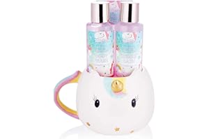 ‎BRUBAKER BRUBAKER Cosmetics 4 Częściowy Zestaw do Kąpieli i Pod Prysznic z Jednorożcem Kwiat Wiśni - Zestaw Upominkowy o Zapachu Kwiatu Wiśni w Kubku Jednorożca