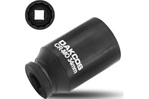 DAKCOS 1/2" Llave de Impacto Vaso Largo 34mm Multidiente 12 caras, Cr-Mo, 78mm de longitud
