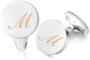 Honey Bear Initiale Lettre Alphabet Boutons de Manchette - Acier Inoxydable pour Le Cadeau affaires de Mariage de Chemise Dhommes Argent brossé