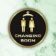 Kubik Letters Acrylic Changing Room Signage Nano Self-Adhesive Black Golden Sign For Business Shop Stores Cafes Shops Hospital School Office Hotel Restaurant Hotel Company Malls (Changing Room)