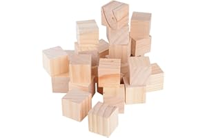 DEOMOR 24 Stück Holz Würfel 40mm Holzwürfel Blanko Deko Holz Basteln Bastelmaterial Holz Quadrat Würfel Natur Deko zum DIY Basteln Malen DIY Handwerk Dekoration
