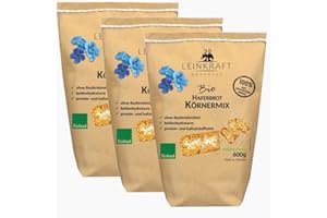 ‎LEINKRAFT BODENSEE Bio Haferbrot Körnermix DIE Brotbackmischungen mit Leinmehl Vollkorn Low Carb von Leinkraft Bodensee Set 3X600g