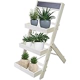 DRULINE Blumenleiter Pflanzentreppe Blumenregal aus Holz im Shabby Chic Landhaus Stil für Drinnen und Draußen mehrstufig Klap
