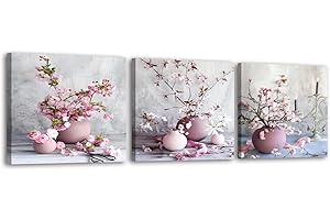 PIY PAINTING Rosa stampe d'arte su tela, Elegante fiore di ciliegio moderno stirata e incorniciato tele quadri, Bella fiori di pesco Immagini moderni Murale per Soggiorno Camera da letto 3x 30x30cm