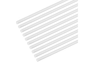 M METERXITY 10-Pack Round Plastic Bars Rods, 3mm x 250mm ABS Smooth Plastic Tube Rod for DIY Craft Sticks/Sand Table Model/Scene Making, Easy to Cut and Paint[White]