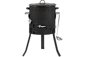 BBQ-Toro Horno exterior de 29 cm, cañón de gulash con olla, parrilla y cucharón, calderas de fuego, hoguera, cocina exterior