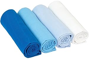 ‎BORNINO Bornino Mullwindeln blau (4er-Pack) - Moltontücher 80x80cm in Webqualität aus reiner Baumwolle - Mulltücher in mehreren Farbtönen