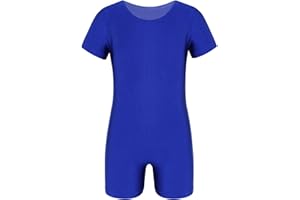 iiniim Enfant Garçon Fille Justaucorps Gymnastique Gym Combinaison Short Manche Courte Léotard Danse Classique Bodysuit Sport Jumpsuit Unitard Maillot de Bain 1 Pièce 4-14 Ans