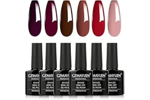 ‎GZMAYUEN GZMAYUEN Shellac Rot UV Nagellack Dunkelrot und Nagel Farbgel Braun Nude Schellack Gelnägel Herbst Winter Soak Off Gel Lack Nageldesign Set 10ml