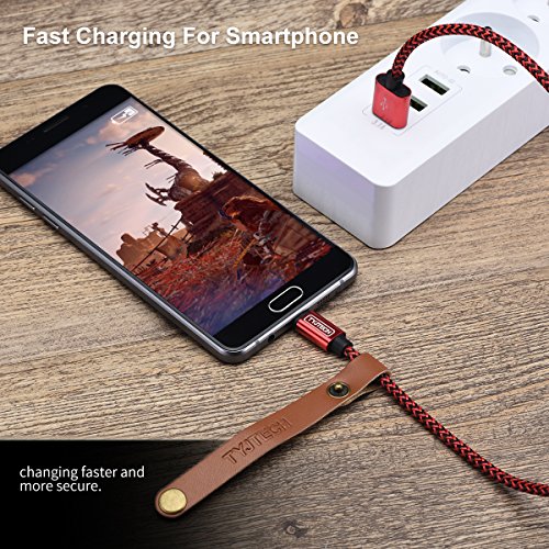 Micro USB Kabel, TYJTECH 2-Pack 3.3ft/1m Micro USB Schnellladekabel Geflochtenes Kabel High Speed Sync für Android Smartphones, Samsung Galaxy, HTC, Huawei, Sony, Nexus, Nokia, Kindle und mehr (Rot) - 6