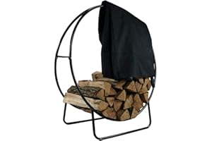 DIYARTS Round Log Rack Shelter O-x-f-o-r-d Cloth Firewood Log Hoop Shelter Waterproof All-Weather Protection Dry Wood Rack Shelter for Indoor Outdoor Patio Lawn Garden