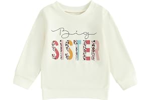 SAEEVIMA Kinder Mädchen Entspannt Sweatshirt für Schwestern Langarm Rundhalsausschnitt Kleine/Große Schwestern Print Pullover Shirt Famliy Sisters Passende Warme Kleidung