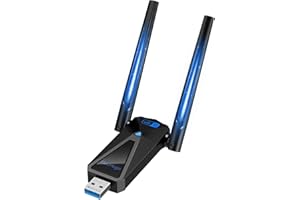 ElecMoga WLAN Stick, 1300Mbps WLAN Adapter PC, 2.4GHz/5GHz Dual Band Internet, USB Stick 3.0, 2 x 5dBi High Gain WiFi Antennens, Kompatibel mit Windows 11/10/8/7/Vista/XP Mac Linux