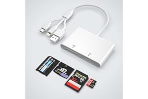 ARDADDYN 4 in 1 Lettore Schede per SD/TF/MS/XD, Adattatore Memory Stick Pro Duo per iPhone/iPad/PC/Android, Lettore Schede SD con USB C/Lightning/USB e OTG, Adattatore XD Picture Card per Olympus Plug & Play