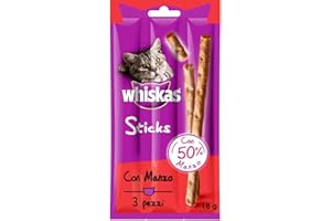 Whiskas Catsticks con Manzo Snack per Gatti Confezione 28 Bustine Da 18 G