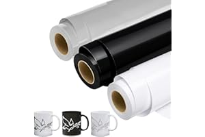 Fasood Selbstklebende Vinylfolie Plotter | 3 Rollen Set - 30,5cmx915cm | Permanentes Plotterfolie Selbstklebend, Selbstklebende Folie Vinyl für Bastelprojekte & Scrapbooking (Schwarz & Grau & Beige)