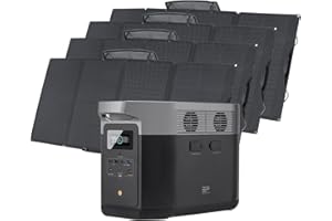 EF ECOFLOW ECOFLOW Générateur Solaire DELTA Max 2016Wh avec 4 x 160W Panneaux Solaires sur Balcon, Centrale Électrique Portable pour la Sauvegarde de la Maison, Appareils de Haute Performance en Cas d'Urgence