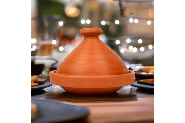 Tajine original du Maroc pour 1 à 2 personnes, Ø 26 cm, fait et fabriqué à la main à Marrakech, sans substances nocives, non émaillé