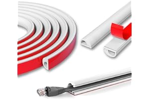 Zephyra 3 m Goulotte Passe-Câble Blanc Autocollante – Goulotte Demi-Ronde Flexible pour Mur, Sol, Plinthe, Cache Câble TV et Électrique – Protection des Fils en PVC Souple