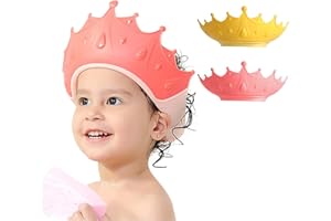 FUNUPUP 2 Pack Baby Shower Cap, Kids Shampoo Shower Bath Cap Adjustable Hair Washing Shampoo Shield Baby Visor for Eyes and Ears Protector (Crown)