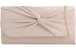 USHOPUK Suede Pleated Style Bridal Prom Wedding Evening Clutch Party Purse Hand Bag