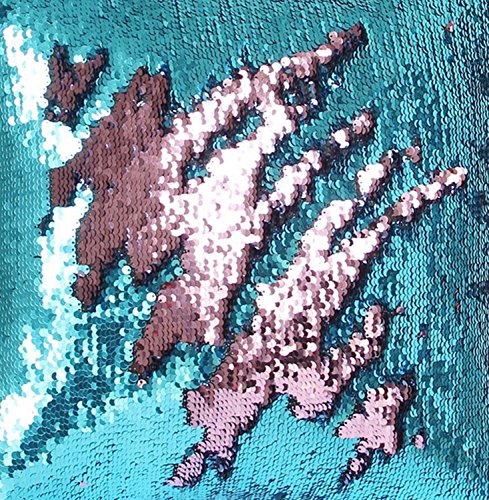 TRLYC Turquoise and Rose Pink Double Color Reversible Sequin Curtain Sparkly Bridal Shower Sequin Backdrop-10FTX20FT