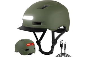 Shinmax Casco Bicicleta Mujer Hombre, Casco Bicicleta con Luz 5 Modos, USB Casco Bicicleta con Visera, Casco Bicicleta Adulto,Cascos Bicicleta Montaña, Casco Patinete Electrico Adulto para Viajeros