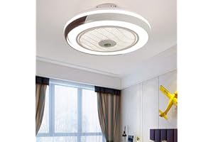YUPIN Deckenventilatoren Creative Invisible Fan LED-Deckenleuchte Mit Beleuchtung 68W Fernbedienung Dimmbar Ultra-Leise Kann Timing Fan Kronleuchter Modernes Wohnzimmer Schlafzimmer Fan Lampe Φ50,Braun…