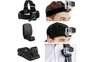 CAMKIX Ensemble de Fixation pour tête et Sac à Dos Compatible avec GoPro Hero/Osmo Action- 1 Fixation Frontale, 1 Clip pour Chapeau - 1 Clip pour Sac à Dos 1 Vis à ailettes est également Incluse