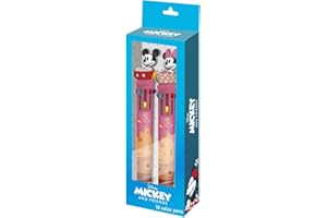 Disney Mickey et Minnie Mix-Pack de 2 Stylos 10 Couleurs, Bleu, 9,5 x 23 cm