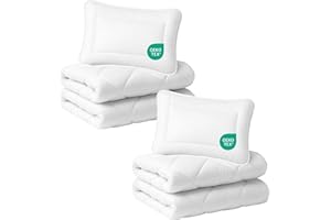 ‎JULIDO Julido 2er Set Baby Bettdecke und Kissen Set 100x135cm + 40x60cm – 4-Jahreszeiten Kinderbettdecke 770g & Kinderkissen 150g, Mikrofaser Weiß, Atmungsaktiv, 90° Maschinenwaschbar, Oeko-Tex Zertifiziert
